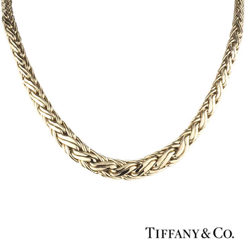 Tiffany Co 14k Yellow Gold Flat Rope Necklace